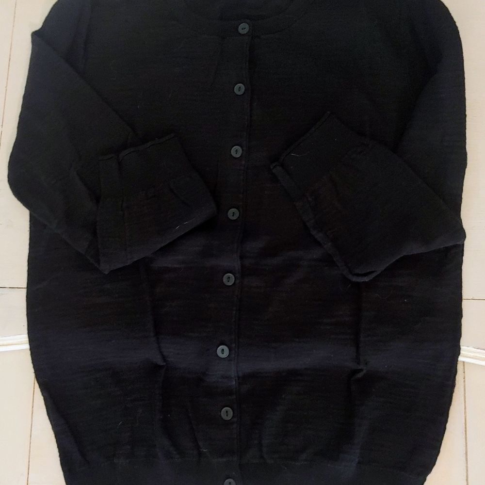 LOFT Summer Soft Black Textured Cardigan